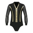 thumbnail image 2 of DPOIS Men's Latin Salsa Ballroom Dance Leotard Bodysuit Performance Costume Black XL, 2 of 6