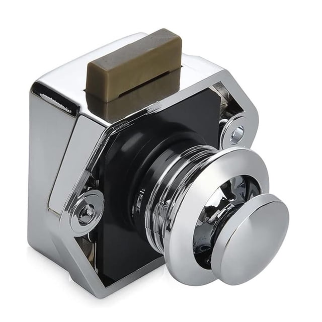 1Pcs Push Button Latch Catch Keyless Door Lock for Motorhome Cabinet Latch Knobs Chrome