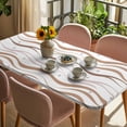 thumbnail image 3 of Brown Stripes Table Cloths for 5 Foot Rectangle Tables, Minimalism Ombre Waves Abstract Textures Patio Waterproof Elastic Fitted Tablecloths, Washable Rectangular Table Cover for Camping, 3 of 8