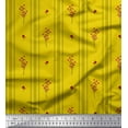 thumbnail image 1 of Soimoi Yellow Poly Georgette Fabric Red Berries & Stripe Decor Fabric Printed Yard 42 Inch Wide, 1 of 5
