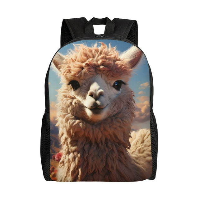 Fotbe Fluffy Alpaca Mountain Meadow Mochila de Viaje para Laptop, Mochila Ejecutiva Delgada y Resistente 15.6"
