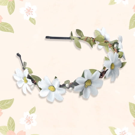 MSJUHEG Crown of Thorns Headpiece Flower Headpiece Flower Headband Fairy Crown Flower Crown Summer Wreath Headband Small Rose Headband Girl Adult Headwear White 1 One Size