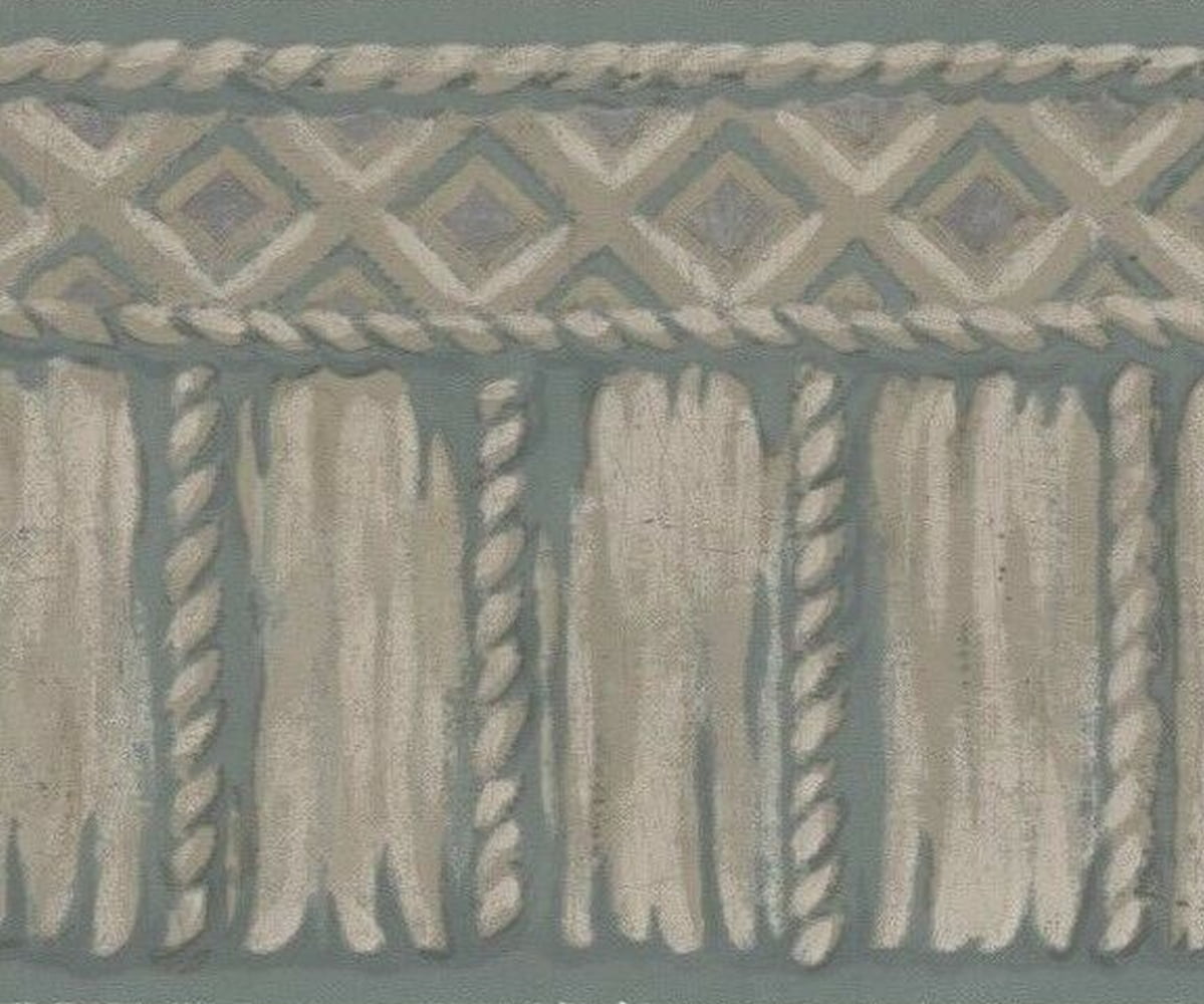 Dundee Deco Prepasted Wallpaper Border - Abstract Grey, White Tribal Rope, 15 ft x 5.25 in