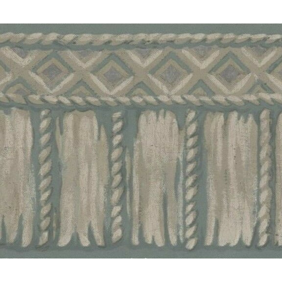 Dundee Deco Prepasted Wallpaper Border - Abstract Grey, White Tribal Rope, 15 ft x 5.25 in