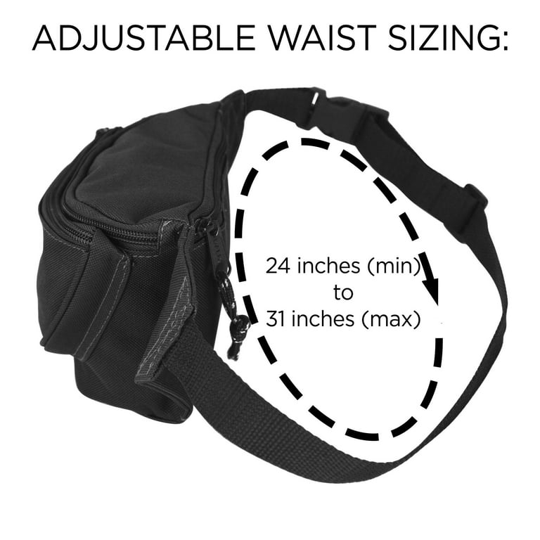  DALIX Small Fanny Pack Waist Pouch S XS Size 24 to 31 in Black  | Waist Packs