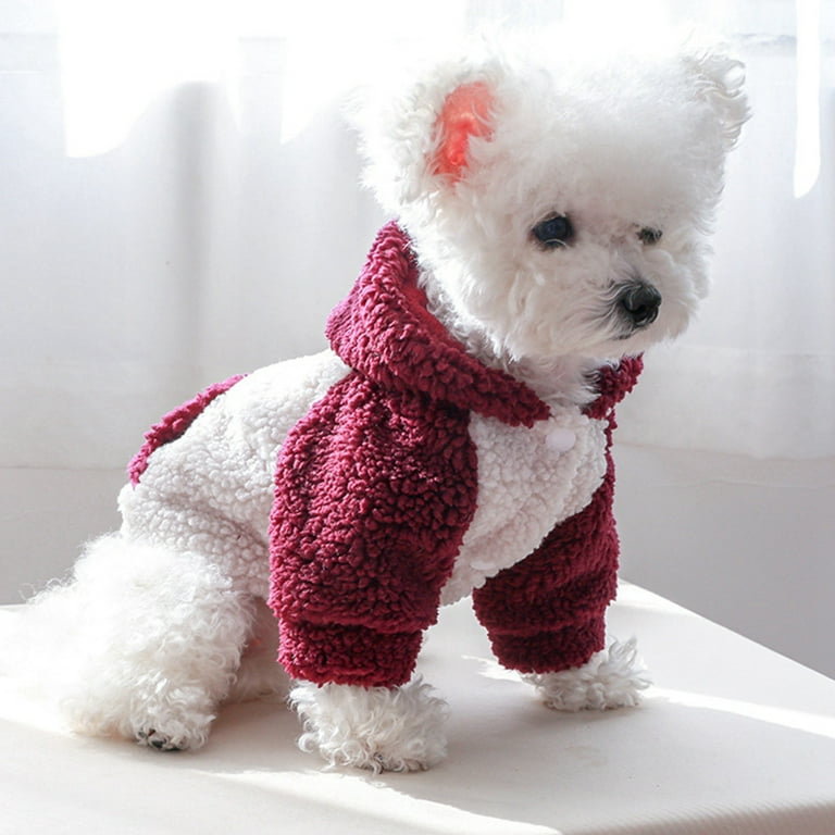 Aosijia Thermal Dog Coat Puppy Fleece Winter Clothes Dogs Hoodie Pet Warm Pullover Jackets Cat Sweatshirt XS Purple