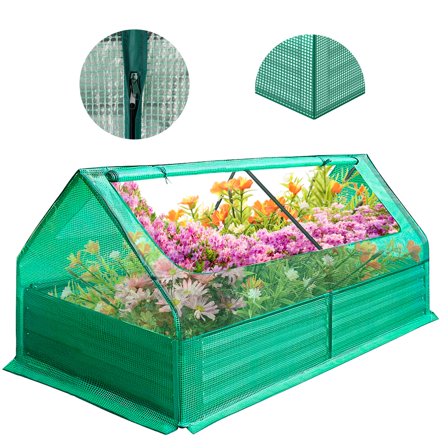 Raised Garden Bed with Waterproof Cover, Metal Planter Box Outdoor Use Galvanized Raised Garden Bed , 6*3*3ft Mini Greenhouse, 3-in-1 Gardening Set for Vegetable Flower