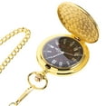 thumbnail image 2 of Miangastore 1PC Retro Two-faced Smooth Pocket Watch Alloy Classic Delicate Quartz Pocket Watch (Dark Golden), 2 of 9