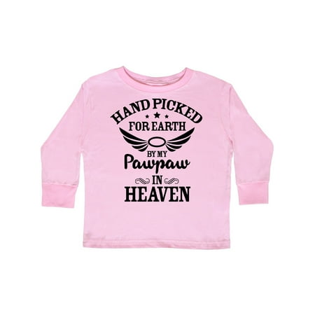 

Inktastic Handpicked for Earth By My Pawpaw in Heaven with Angel Wings Gift Toddler Boy or Toddler Girl Long Sleeve T-Shirt