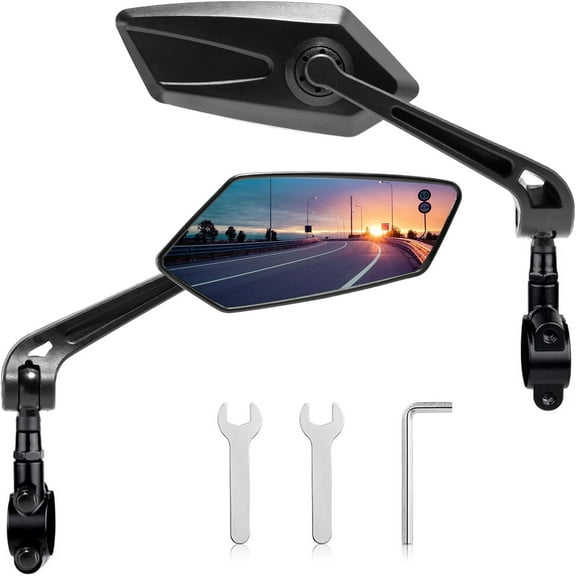 Handlebar Bike Mirror, HD Blast-Resistant, Adjustable Rotatable Rearview Bicycle Mirror (2PCS)