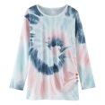 thumbnail image 2 of Today Kids Long Sleeve Shirts Girls Tie Dye Shirt Trendy Ruched Tees Side Button Top Crew Neck Pullover Tshirt Casual Blouse, 2 of 7