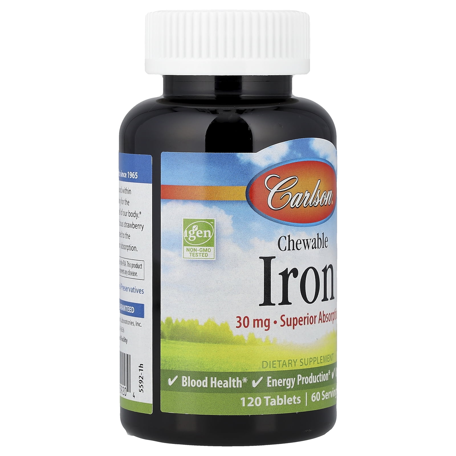 Carlson - Chewable Iron, 30 mg, Superior Absorption, Blood Health, Natural Strawberry Flavor, 120 Tablets