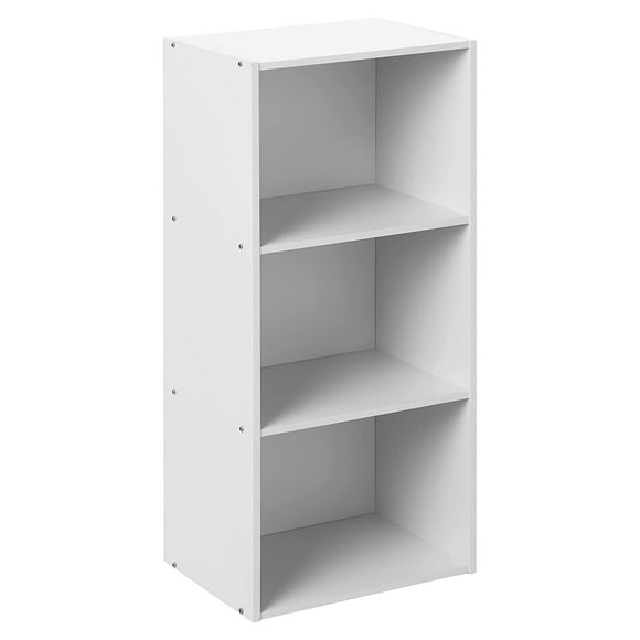 Hodedah 3 Shelf Home & Office Organization Storage Bookcase Cabinets, White