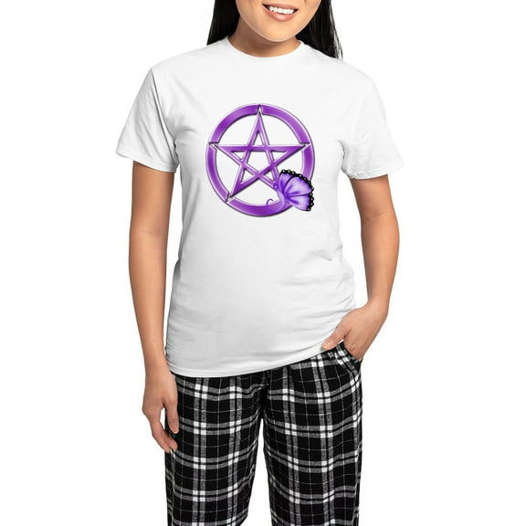 CafePress - Purple Pentacle Butterfly 3 Pajamas - Women's Short Sleeve Print T-Shirt and Pants Light Cotton Pajama Set