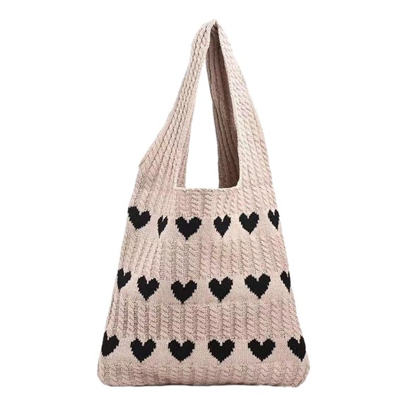 Milageto Shoulder Bag Clutch Fashion Women's Knit Tote Bag for Vacation Autumn Winter khaki