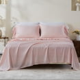 thumbnail image 5 of Simple&Opulence 100% Cotton Bed Sheet Set Cute Back to School Bedding with Long Ruffles (1 Flat Sheet, 1 Fitted Sheet and 2 Ruffled Pillowcases) - Pink, Full, 5 of 5