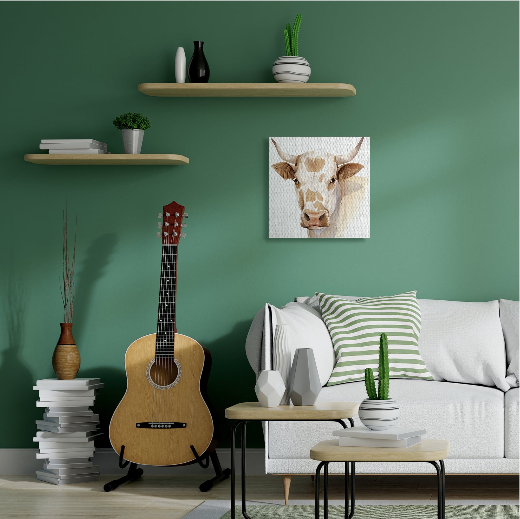 Stupell Industries Spotted Brown Cow Portrait Soft Tones Canvas Wall Art, 24 x 24, Design by Grace Popp