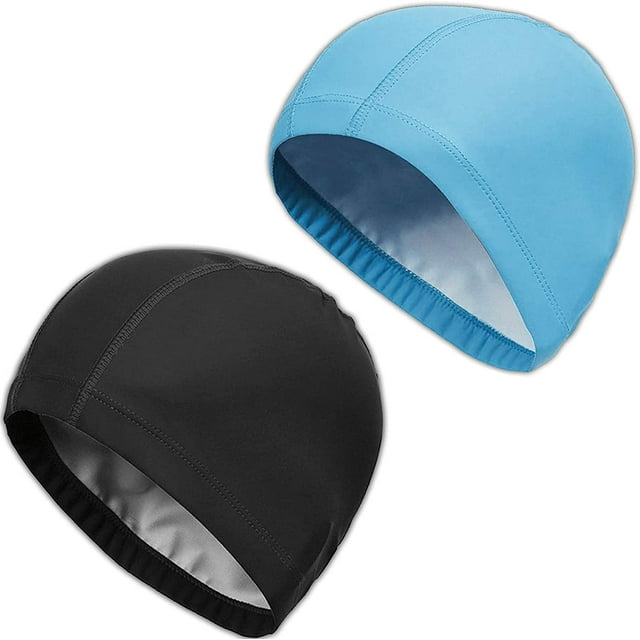 Gorro de natación para adultos, gorro de natación de tela suave de PU, para adultos, mixto, hombres y mujeres, 2 uds.
