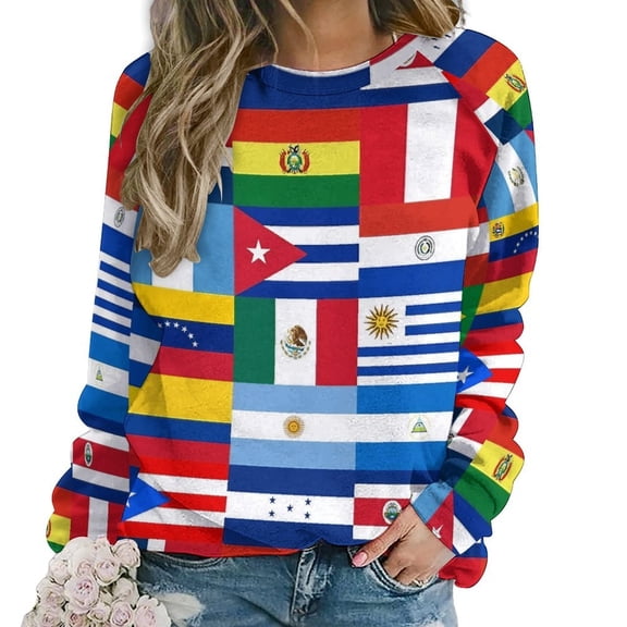 Flags of Latin America Women Casual Long Sleeve Hoodie Streetwear Pullovers Top Female Clothing