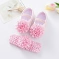thumbnail image 3 of Baozhu Baby Girls Buckle Princess Shoes Fashion Flower Princess First Walker Infant Girl Shoes + Lovely Hair Band 0-12 Months, 3 of 5