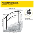 thumbnail image 3 of KFFKFF 4-Level Handrail Compatible with 1 to 4 Steps, Matte Black, Iron Construction, Includes Mounting Kit for Exterior Staircases, 3 of 9