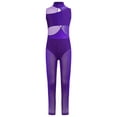 thumbnail image 3 of Nyeemya Combinaison Sans Manches pour Filles, Gymnastique, Col Montant, une Pièce, Extensible, Violet 12, 3 of 7