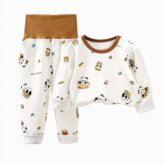 Gubotare Baby Pajamas Boy Toddler Baby Boys Girls Pajamas Set Round Neck Long Sleeve Snug Fit Sleepwear Pjs 6 12 Months (Khaki,6-12 Months)