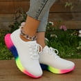 thumbnail image 6 of NOKIO Fashion Sneakers for Women Breathable Knit Sneakers with Rainbow Sole, Lightweight Walking Shoes Casual Running Shoes Streetwear Footwear Outdoor 𝖫a𝖼e Up Sports Shoes, 6 of 7