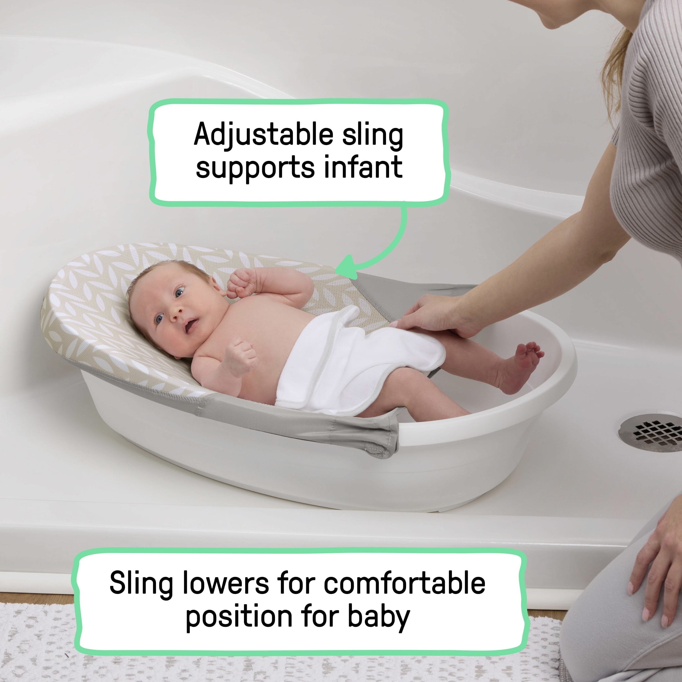 Ingenuity Sylvi 3-in-1 Grow with Me Baby Bathtub, Plastic, Ages 0-24 Months