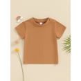 thumbnail image 2 of Bslissey Toddler Baby Boys T-shirts Short Sleeve Crew Neck Pullovers Casual Solid Color Tops 6M 12M 18M 24M 3T 4T Kids Loose Summer Clothes for Daily, 2 of 8