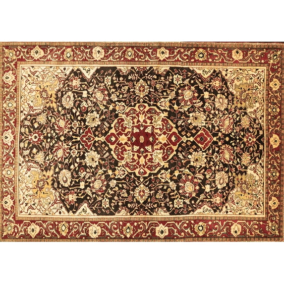 Ahgly Company Indoor Rectangle Medallion Brown Traditional Area Rugs, 7' x 9'
