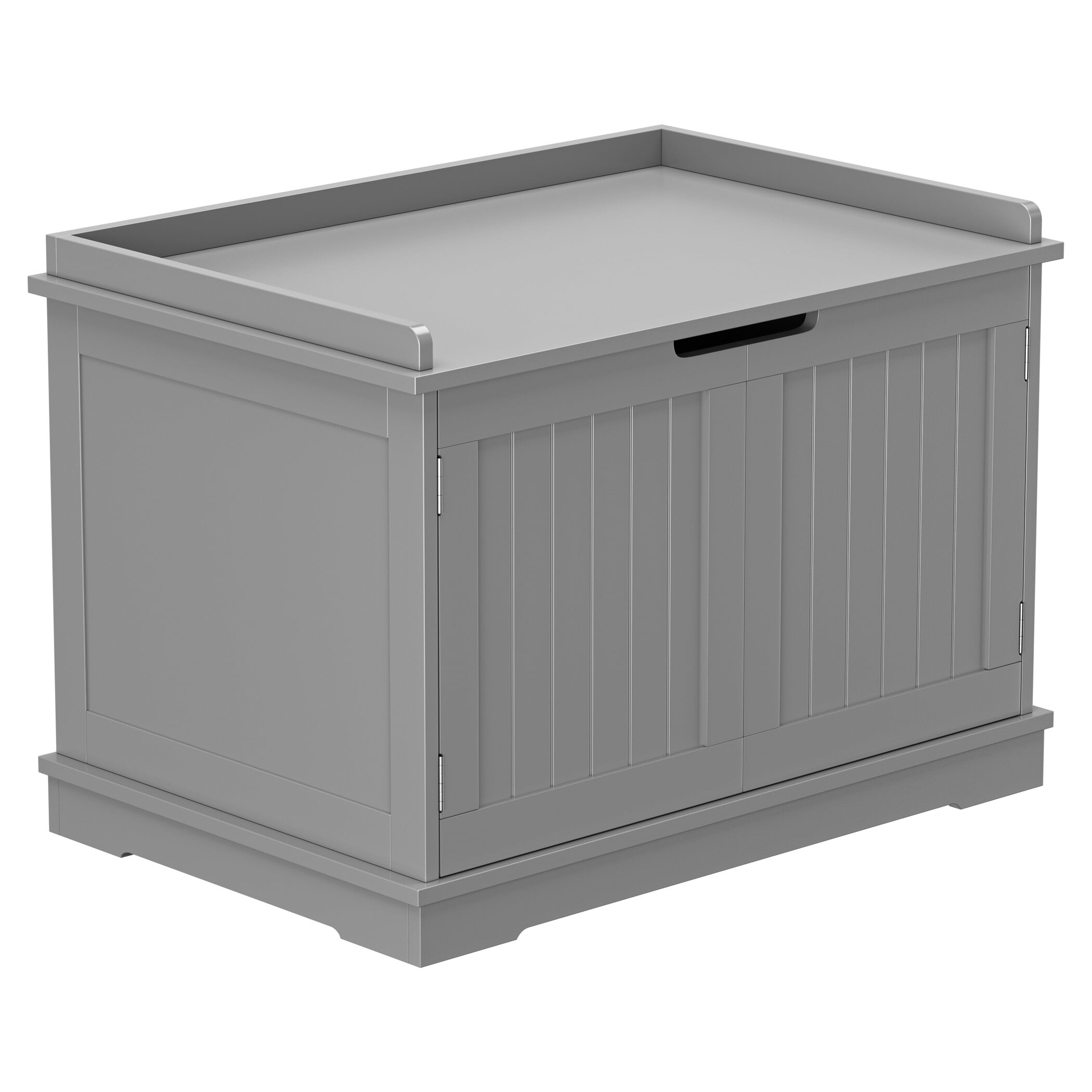 ZENY Double Door Hidden Cat Litter Box Enclosure Storage Cabinet MDF Frame Cat House, Gray