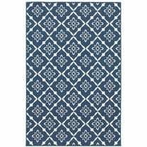 HomeRoots 5' x 8' Blue and Ivory Floral Stain Resistant Indoor Outdoor Area Rug