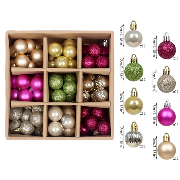 Assorted Christmas Ball Ornament Set with Storage Box, Shatterproof Xmas Tree Hanging Baubles in Glossy Matte Glitter Ribbed Finishes for Home Holiday Decor Christmas Ball Ornaments