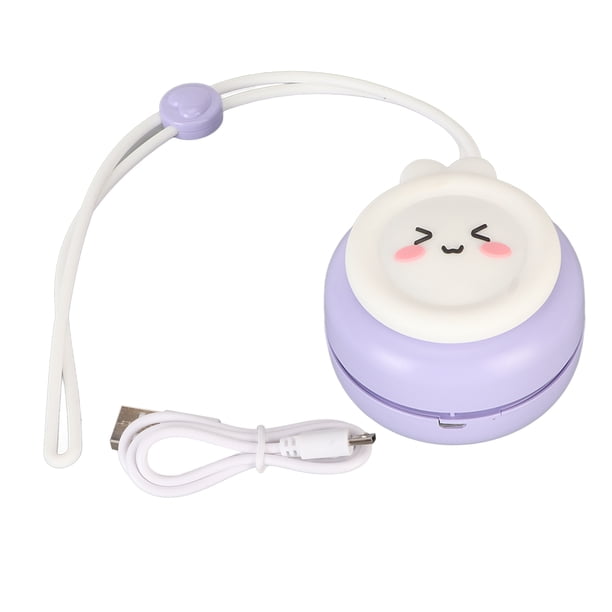 Ventilador de collar de silicona con dibujos animados, modo de 3 velocidades, carga USB, 800mAh, ventilador de cuello colgante manos libres para viajes, acampada al aire libre, conejito