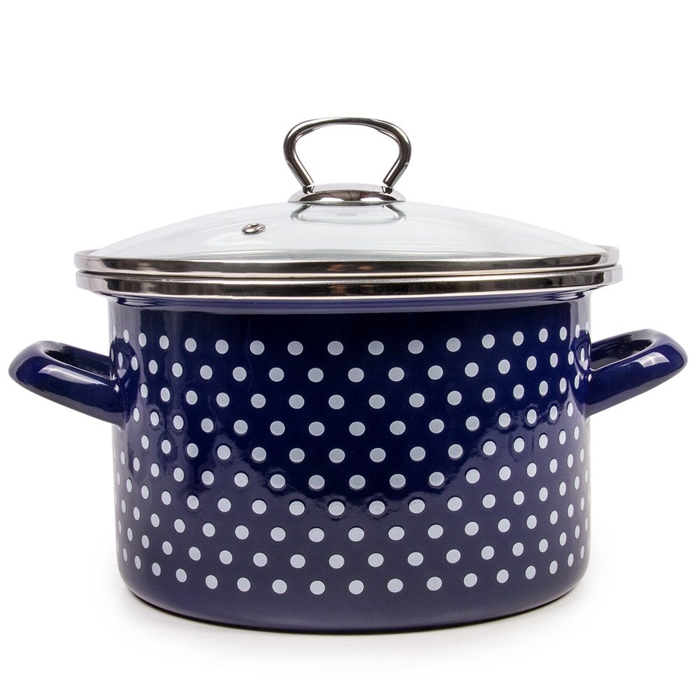 Enamel Stock Pot Blue Polka Dot Enamelware Pot Enamel Cooking Pot with