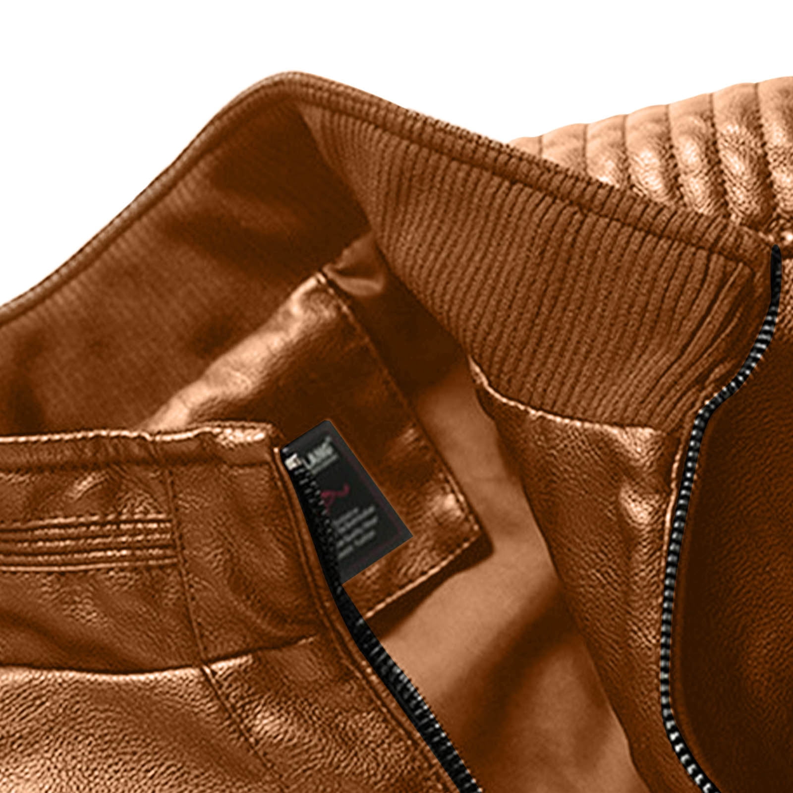 USNSM Men's Stand Collar Leather Jacket Coat Motorcycle Lightweight Casual Solid Color Zipper Pocket Faux Leather Outwear Yellow XL