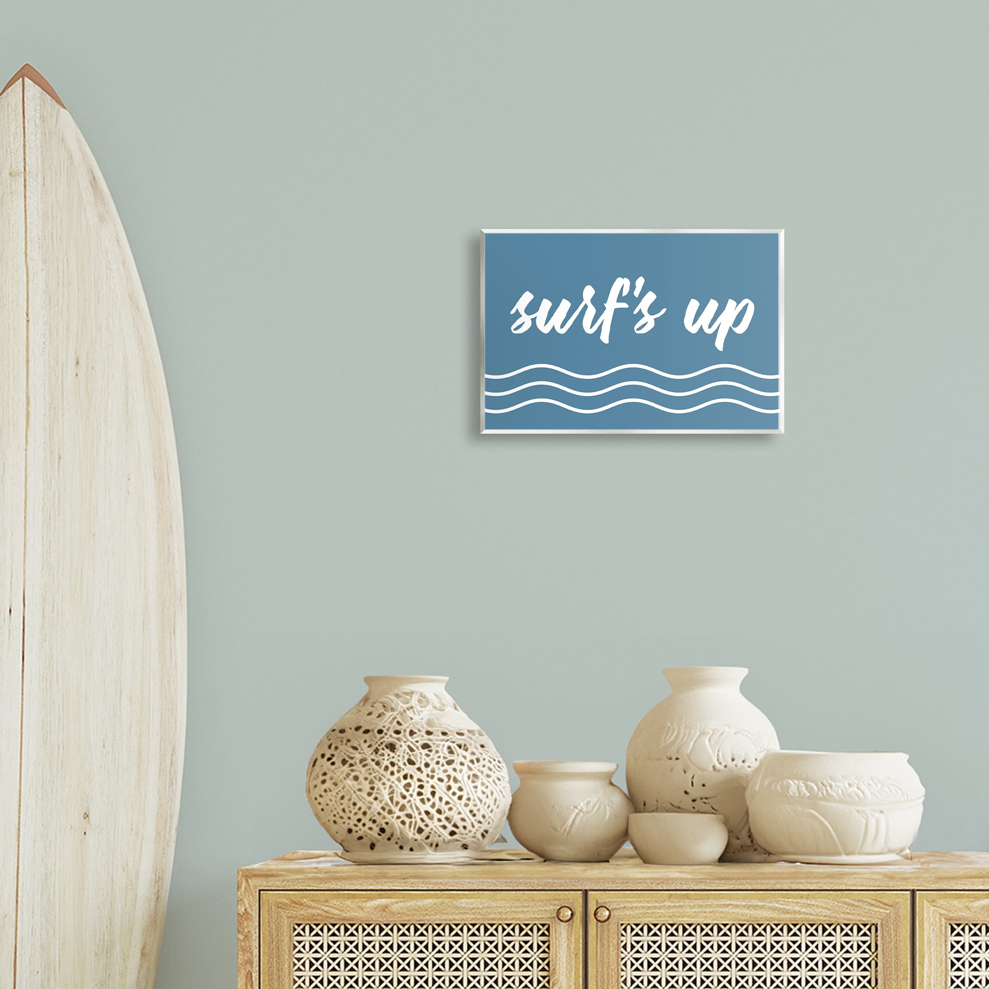 Stupell Industries Blue Surf's Up Typography Painting Unframed Art Print Wall Art, 15 x 10