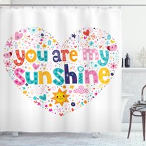 Ambesonne Cartoon Shower Curtain, Words with Heart Shapes, 69"Wx75"L, Multicolor
