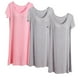 thumbnail image 1 of Camisón largo de 3 piezas para mujer, color liso, largo medio, manga corta, con copas acolchadas, para el hogar, modal, 1 of 2
