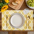 thumbnail image 4 of Yellow Geometric Placemats Set of 8, Morocco Modern Abstract Plaid Art Placemats for Dining Table, Place Mats for Kitchen Tabletop, Waterproof Wipeable Dining Table Mats Set, 4 of 9