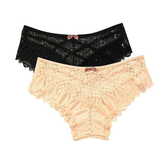 uublik Value 2-Pack, Womens Underwear Thongs No Show Thong Lace Panties Breathable Comfortable Underwear Womens