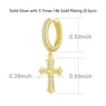 thumbnail image 2 of KRKC&CO 14k Gold Plated Cross Earrings for Men, Sterling Silver Hoop Earrings with Cubic Zirconia, Cross Dangle Earrings, 15mm, 2 of 7