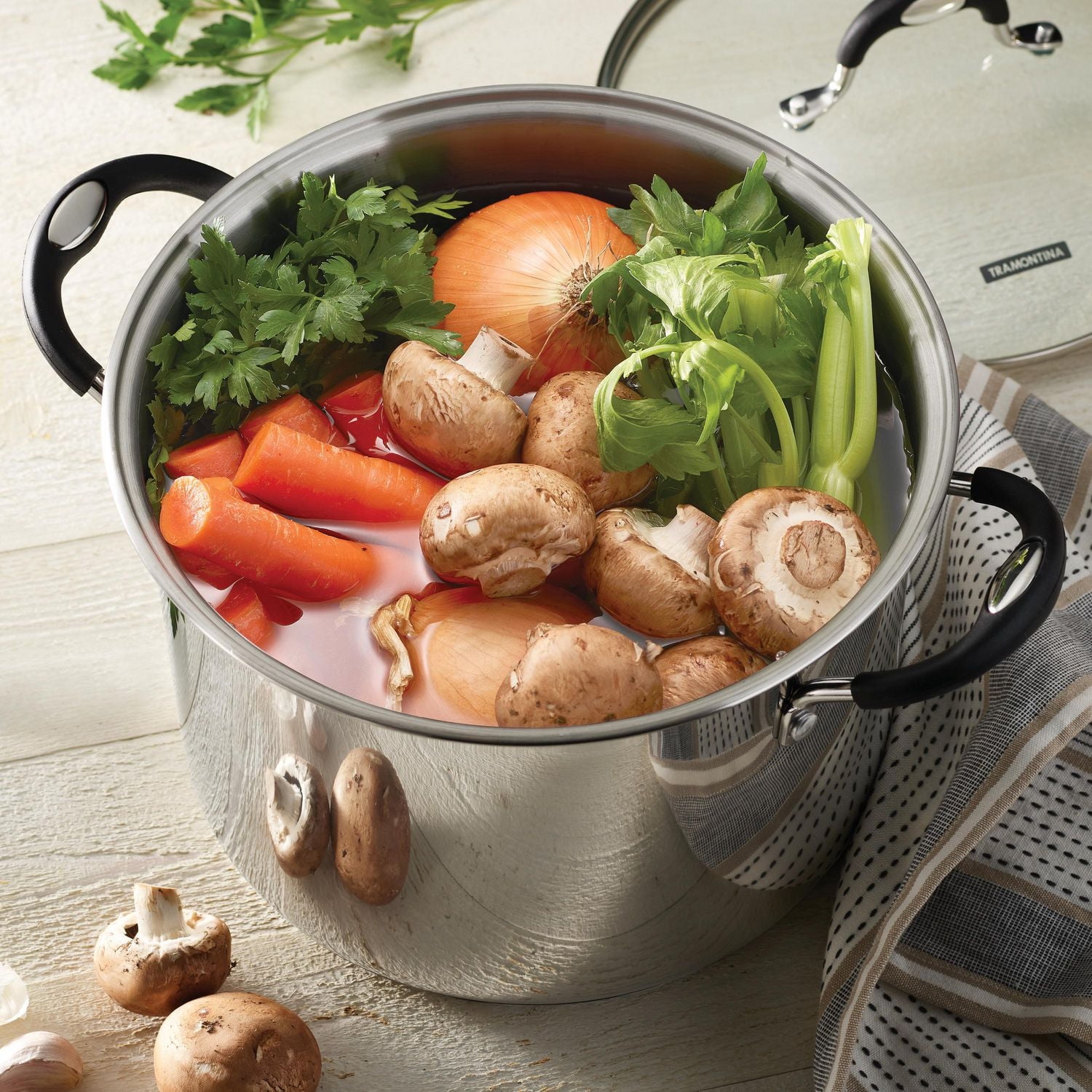Tramontina Casserole pour soupe à 3 pièces avec accessoire de verrouillage et drainage de 7,6L