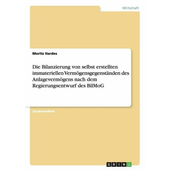 Die Bilanzierung von selbst erstellten immateriellen Vermögensgegenständen des Anlagevermögens nach dem Regierungsentwurf des BilMoG (Paperback)