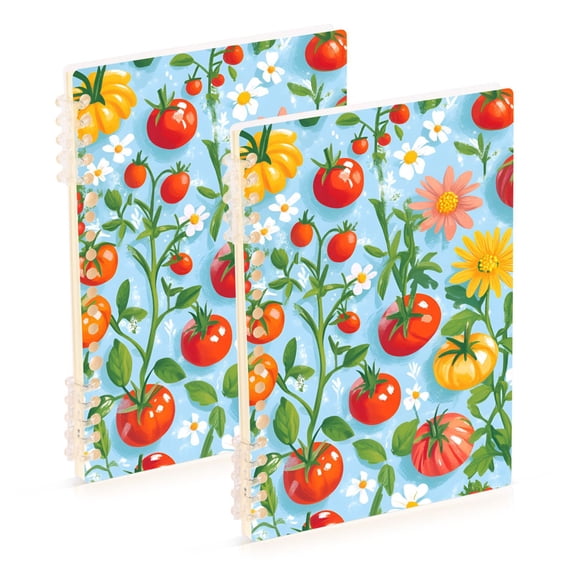 FORMRS 1-Subject Spiral Notebook 8" x 5" College Ruled 60 Refillable Sheet A5 Hard Cover, 2 Pack, Various Tomatoes