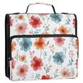 thumbnail image 2 of Water-Resistant 3-Ring Binder Organizer with Multiple Pockets Zipper Binder Bag for Office Pastel Watercolor Floral Pattern, 2 of 8