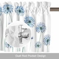 thumbnail image 6 of Blue Dandelion Valance Curtain Farmhouse Flower Plant Pastoral Botanical Window Valances Rod Pocket Short Curtains Window Treatments for Kitchen Bedroom Bathroom Laundry 56" x 16", 6 of 9