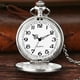 thumbnail image 3 of Muyoka Reloj de bolsillo vintage Reloj de bolsillo de cuarzo con cadena Movimiento mecánico clásico Reloj de bolsillo Reloj de hombre de acero plateado liso Reloj de bolsillo de cuerda manual para hom Muyoka Hogar, 3 of 6