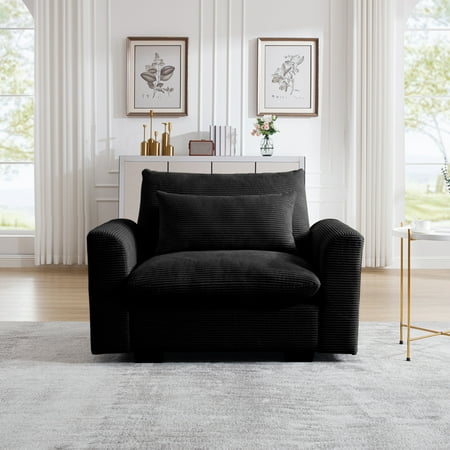 black corduroy deep seat single product